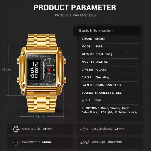 SKMEI 1868 - Dual Time Unique Design Watch For Men's