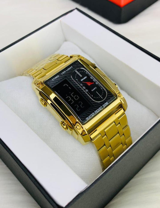 UTHAI H37 Fashion Square Double Screen Digital Watch for Men Light Luxury Leisure Sports Waterproof Men's Quartz Watch