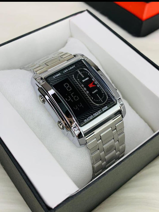 UTHAI H37 Fashion Square Double Screen Digital Watch for Men Light Luxury Leisure Sports Waterproof Men's Quartz Watch