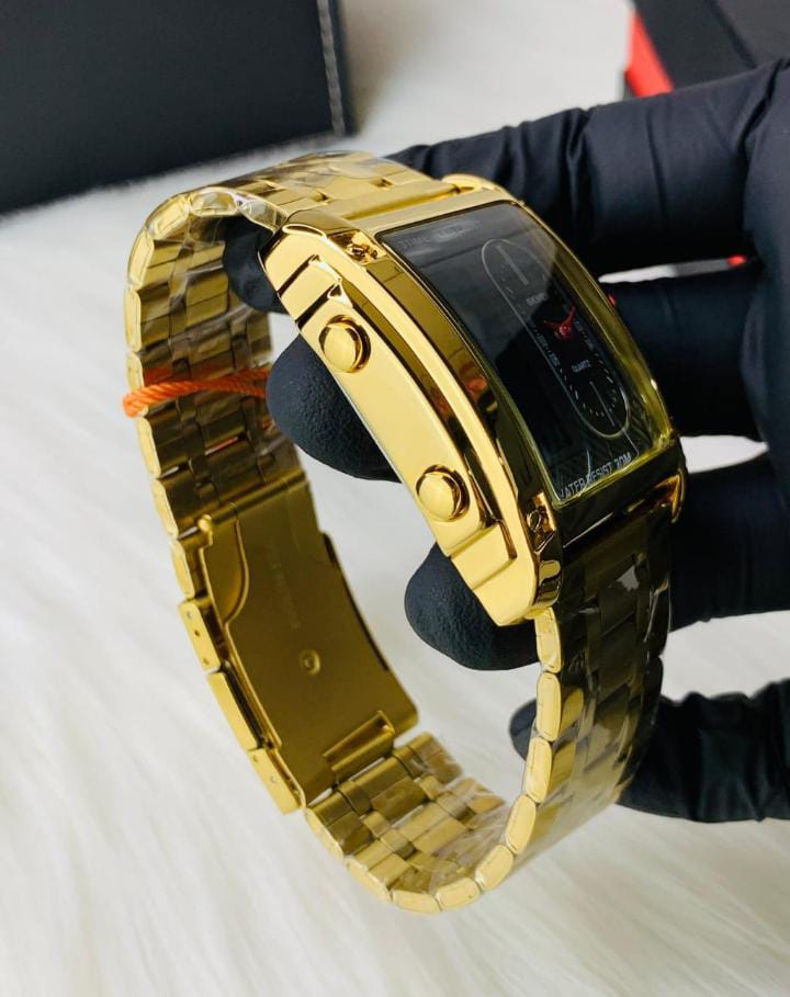 UTHAI H37 Fashion Square Double Screen Digital Watch for Men Light Luxury Leisure Sports Waterproof Men's Quartz Watch