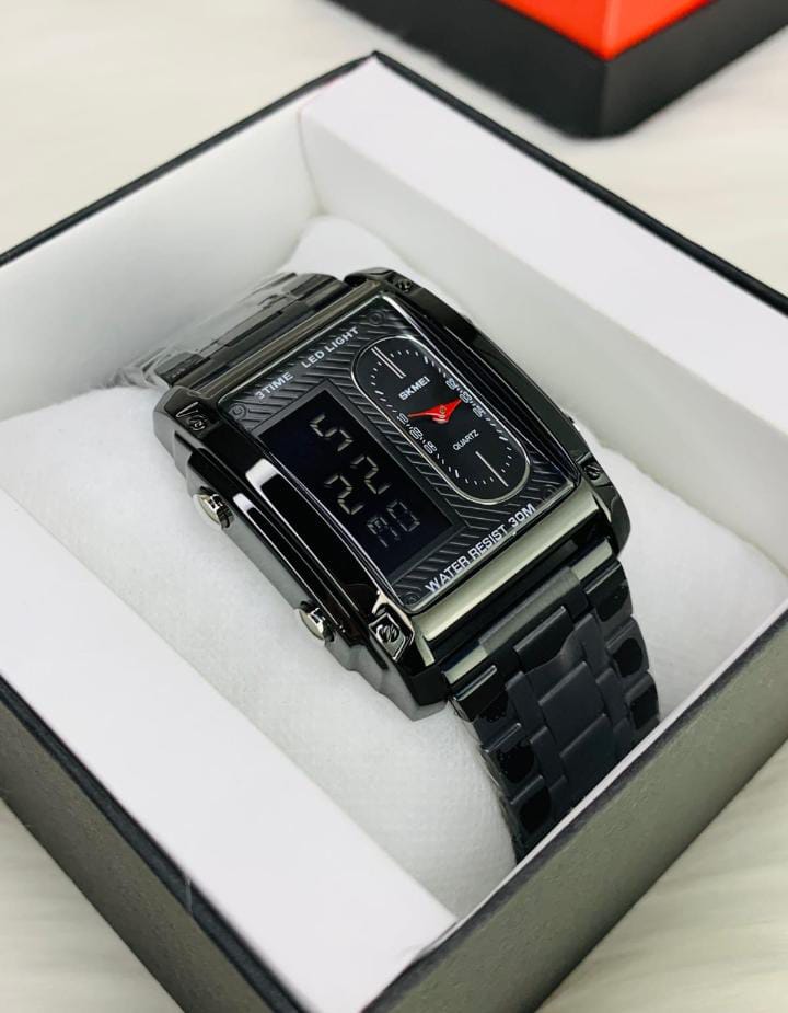 UTHAI H37 Fashion Square Double Screen Digital Watch for Men Light Luxury Leisure Sports Waterproof Men's Quartz Watch